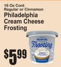 SuperFresh 16 Oz Cont Regular or Cinnamon Philadelphia Cream Cheese Frosting offer