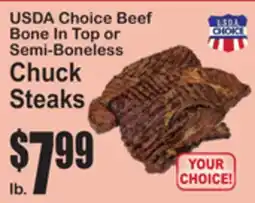 SuperFresh USDA Choice Beef Bone In Top or Semi-Boneless Chuck Steaks offer