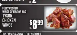 SuperFresh FULLY COOKED WINGS OF FIRE OR BBQ TYSON CHICKEN WINGS offer
