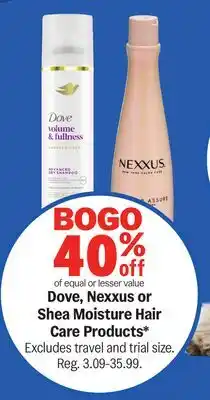 Meijer Dove, Nexxus or Shea Moisture Hair Care Products offer