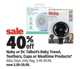 Meijer Nuby or Dr. Talbot's Baby Travel, Teethers, Cups or Mealtime Products offer