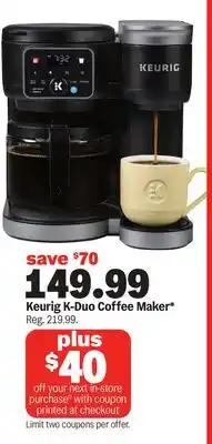 Meijer Keurig K-Duo Coffee Maker offer