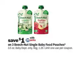 Meijer Beech-Nut Single Baby Food Pouches offer