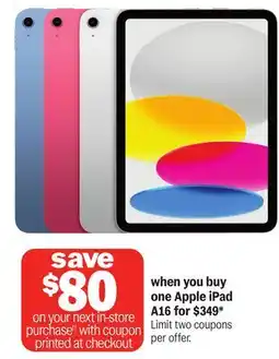 Meijer Apple iPad A16 offer