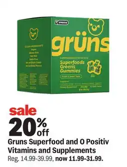 Meijer Gruns Superfood and O Positiv Vitamins and Supplements offer