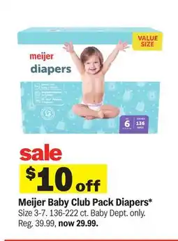 Meijer Meijer Baby Club Pack Diapers offer