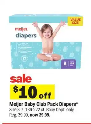 Meijer Meijer Baby Club Pack Diapers offer