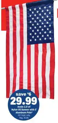 Meijer Annin 2.5'x4' Nylon US Banner with 5' Aluminum Pole offer
