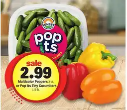 Meijer Multicolor Peppers 3 ct. or Pop Its Tiny Cucumbers 1.5 lb offer