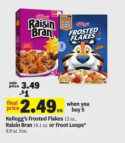 Meijer Kellogg's Frosted Flakes 12 oz., Raisin Bran 16.1 oz. or Froot Loops* 8.9 oz. box offer