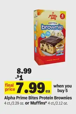 Meijer Alpha Prime Bites Protein Brownies 4 ct./2.29 oz. or Muffins* 4 ct./2.12 oz offer