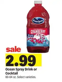 Meijer Ocean Spray Drink or Cocktail offer