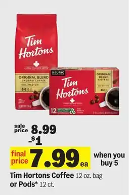 Meijer Tim Hortons Coffee 12 oz. bag or Pods* 12 ct offer