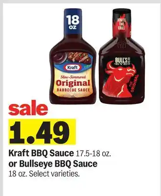Meijer Kraft BBQ Sauce 17.5-18 oz. or Bullseye BBQ Sauce 18 oz offer
