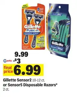 Meijer Gillette Sensor2 10-12 ct. or Sensor5 Disposable Razors* 2 ct offer