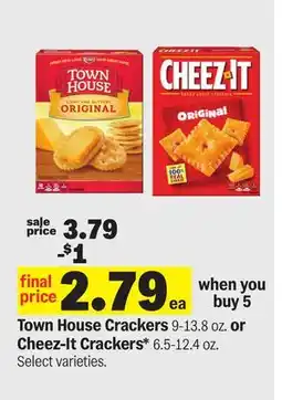 Meijer Town House Crackers 9-13.8 oz. or Cheez-It Crackers* 6.5-12.4 oz offer