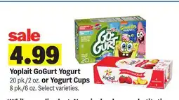 Meijer Yoplait GoGurt Yogurt 20 pk./2 oz. or Yogurt Cups 8 pk./6 oz offer