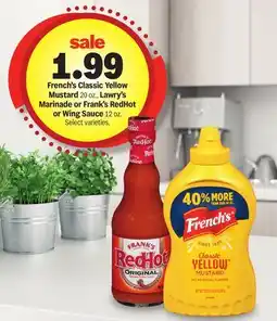 Meijer French's Classic Yellow Mustard 20 oz., Larry's Marinade or Frank's Redhot or Wing Sauce offer