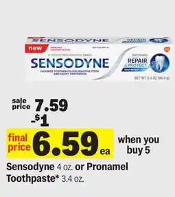 Meijer Sensodyne 4 OZ. or Pronamel Toothpaste* 3.4 oz offer