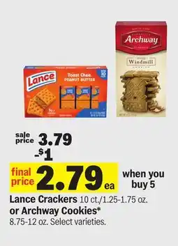 Meijer Lance Crackers 10 ct./1.25-1.75 oz. or Archway Cookies* 8.75-12 oz offer