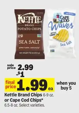 Meijer Kettle Brand Chips 6-9 oz. or Cape Cod Chips* 6.5-8 oz offer