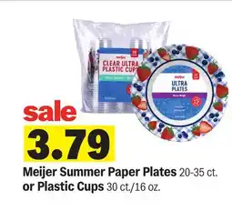 Meijer Meijer Summer Paper Plates 20-35 ct. or Plastic Cups 30 ct./16 oz offer