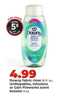Hy-Vee Downy fabric rinse 16 fl. oz., UnStopables, Infusions or Gain Fireworks scent booster 5 oz offer