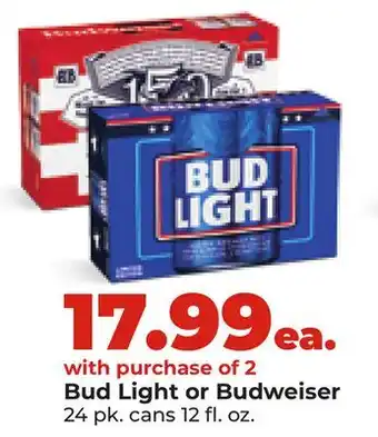 Hy-Vee Bud Light or Budweiser offer