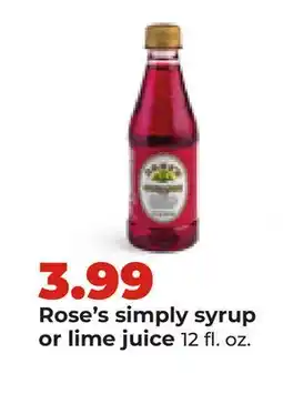 Hy-Vee Rose's simply syrup or lime juice offer