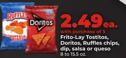 Hy-Vee Frito-Lay Tostitos, Doritos, Ruffles chips, dip, salsa or queso offer
