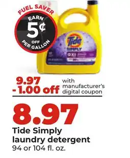 Hy-Vee Tide Simply laundry detergent offer