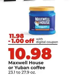Hy-Vee Maxwell House or Yuban coffee offer