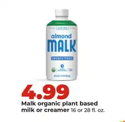 Hy-Vee Malk organic plant based milk or creamer offer
