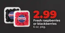 Hy-Vee Fresh raspberries or blackberries offer