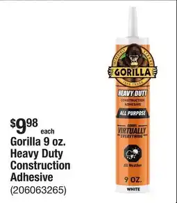 The Home Depot Gorilla 9 oz. Heavy Duty Construction Adhesive offer