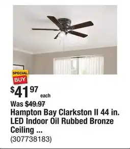 The Home Depot Hampton Bay Clarkston II 44 in. LED Indoor Oil Rubbed Bronze Ceiling Fan with Light Kit offer