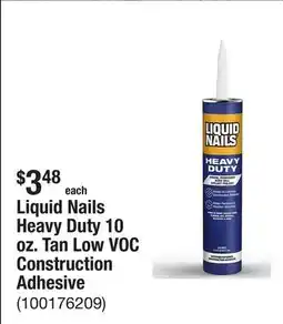The Home Depot Liquid Nails Heavy Duty 10 oz. Tan Low VOC Construction Adhesive offer