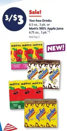 Family Dollar Yoo-hoo Drinks or Mott's 100% Apple Juice offer