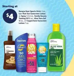 Family Dollar Various Sun Care Products offer