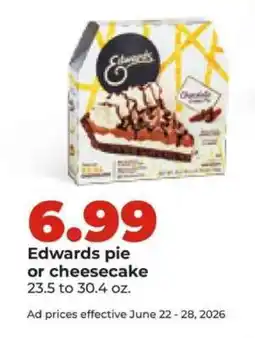 Hy-Vee Edwards Pie or Cheesecake offer