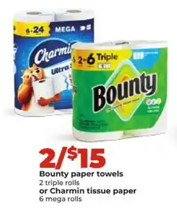 Hy-Vee Bounty paper towels or Charmin tissue paper offer