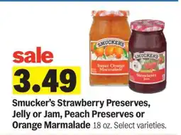 Meijer Smucker’s Strawberry Preserves, Jelly or Jam, Peach Preserves or Orange Marmalade offer