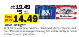 Meijer Bud or Bud Light offer