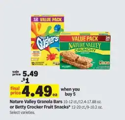 Meijer Nature Valley Granola Bars or Betty Crocker Fruit Snacks offer