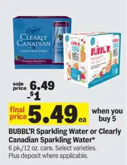 Meijer BUBBL'R Sparkling Water or Clearly Canadian Sparkling Water offer