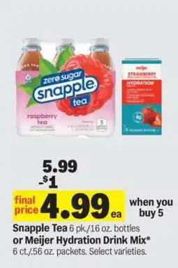 Meijer Snapple Tea or Meijer Hydration Drink Mix offer