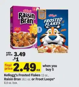 Meijer Kellogg’s Frosted Flakes, Raisin Bran or Froot Loops offer