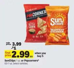 Meijer SunChips 7 oz. or Popcorners offer