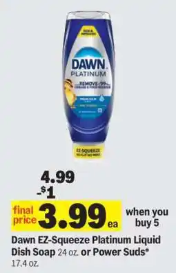 Meijer Dawn EZ-Squeeze Platinum Liquid Dish Soap offer