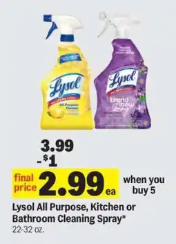 Meijer Lysol All Purpose, Kitchen or Bathroom Cleaning Spray offer